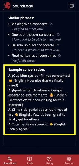 Spanish conversation example